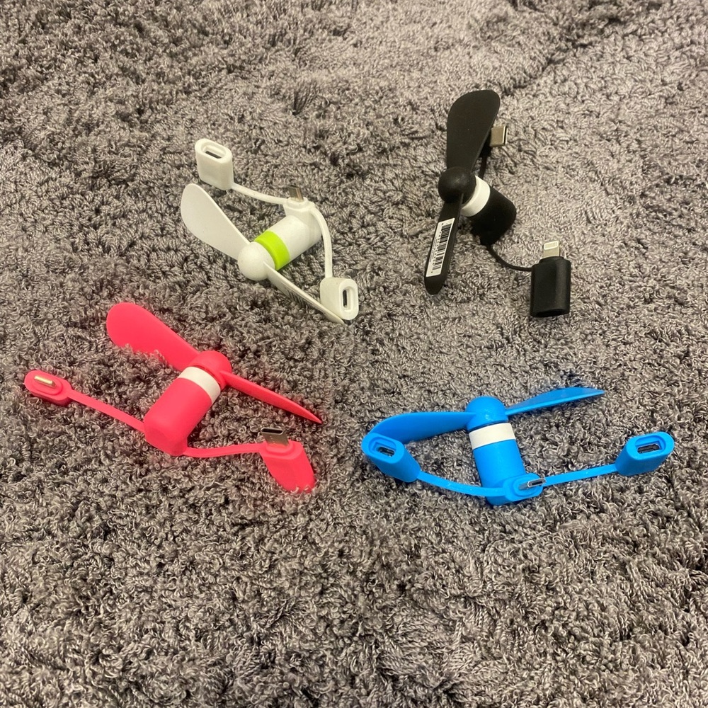 Portable Mini Phone Fan - Blue, Pink, White, Black - Set of 4-Universal